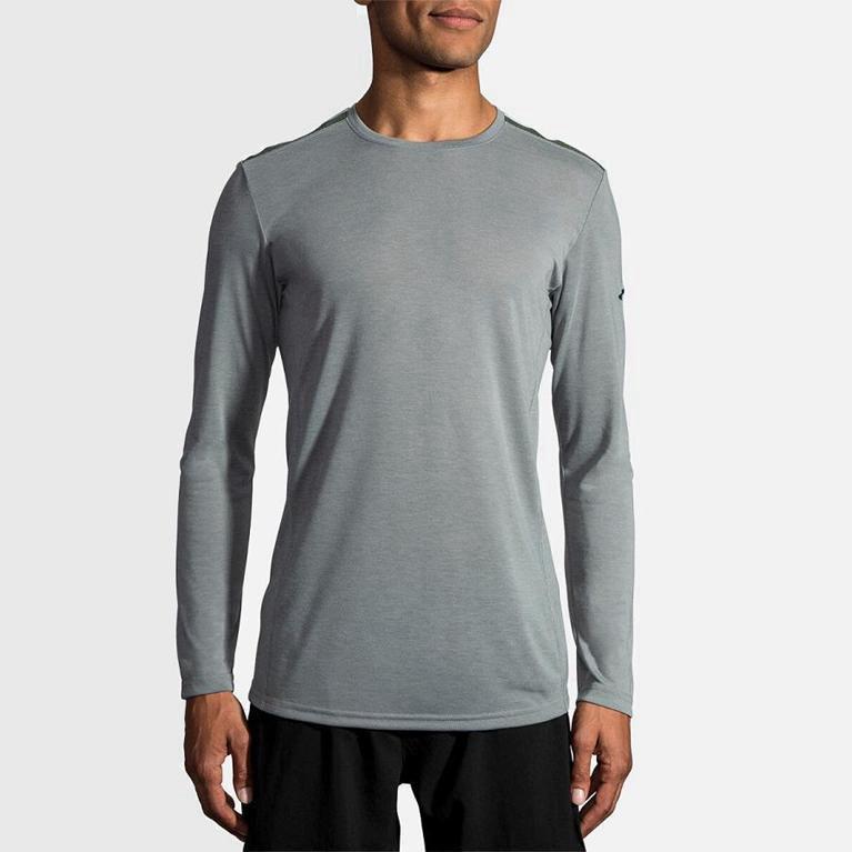 Brooks Distance Israel - Men's Long Sleeve Running Shirt - Green (07362-SBXY)